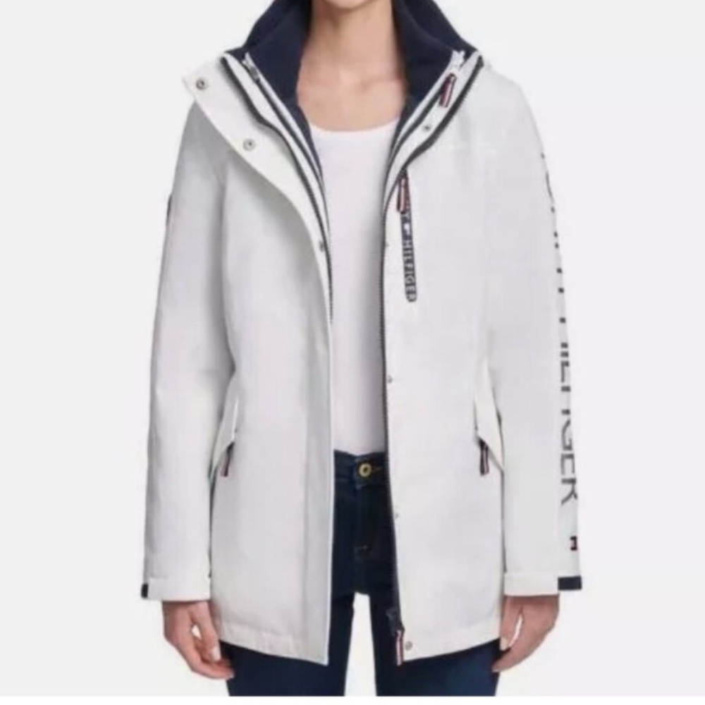 Tommy Hilfiger White and Black All-Weather Jacket